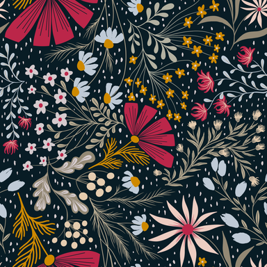 ditsy floral pattern in pantone viva magenta